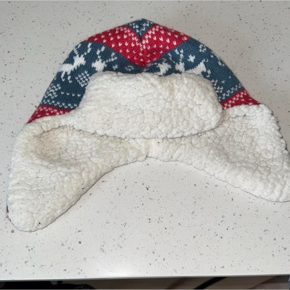 Cozy Red and Blue Kids Winter Hat